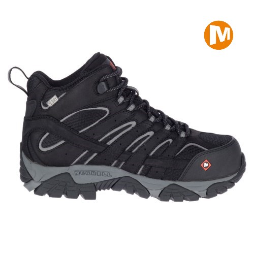 Merrell Moab Vertex Mid Waterproof Comp Toe Sicherheitsschuhe Damen Schwarz [DE-ZGVYD]